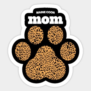 Haute Leopard Maine Coon Mom Cat Paw With Rich Leopard Print Sticker